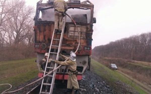 На Черкасчине спасатели ликвидировали пожар пассажирского поезда